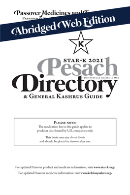 STAR-K Pesach Directory & General Kashrus Guide