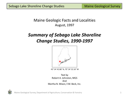 Summary of Sebago Lake Shoreline Change Studies, 1990-1997