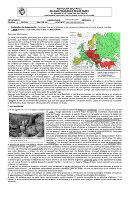 Tema: Primera Guerra Mundial Parte II LAGUERRA