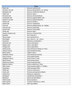 Trees Black Oak Quercus Velutina Lam. Southern Red Oak Quercus Falcata Michx
