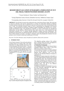 Reservoir Evaluation of Bahariya Formation in Tut Oil Field, North Western Desert, Egypt