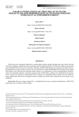 Characterizations of Tree-Decay Fungi by Molecular and Morphological Investigationsin Aniranian Alamdardeh Forest