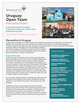 Uruguay Open Team Information Packet