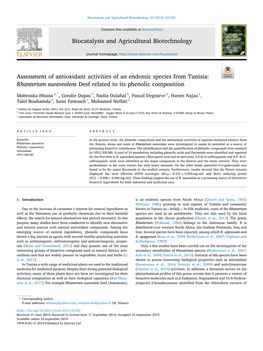 Rhanterium Sueaveolens Desf Related to Its Phenolic Composition