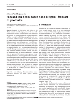 Focused-Ion-Beam-Based Nano-Kirigami: from Art to Photonics