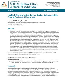 Substance Use Among Restaurant Employees