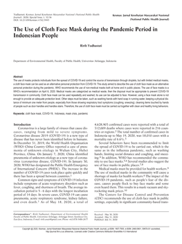 The Use of Cloth Face Mask During the Pandemic Period in Indonesian People