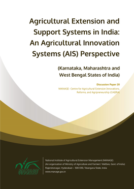 Agricultural Extension and Support Systems in India: an Agricultural Innovation Systems (AIS) Perspective