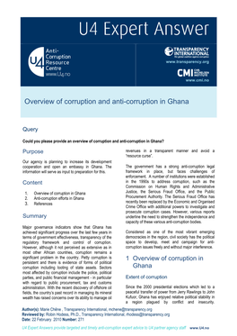 Overview of Corruption and Anti-Corruption in Ghana