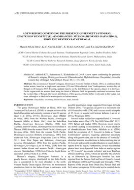 Menon MUKTHA1, K.V. AKHILESH2*, S. SUKUMARAN3, and S.J. KIZHAKUDAN4