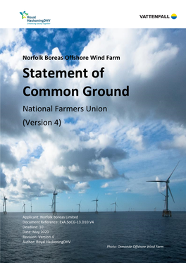 Norfolk Boreas Offshore Wind Farm Statement of Common Ground National Farmers Union (Version 4)