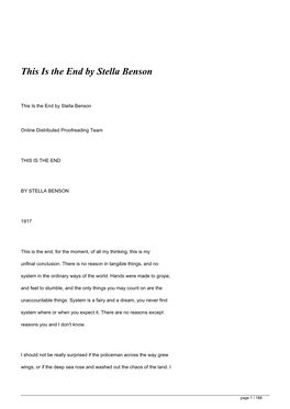 This Is the End by Stella Benson</H1>