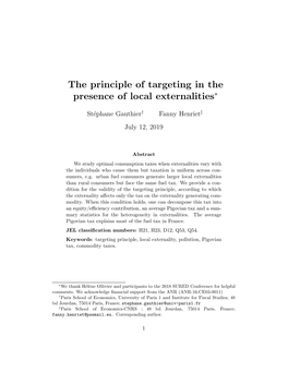 The Principle of Targeting in the Presence of Local Externalities∗