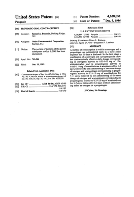 United States Patent (19) 11 Patent Number: 4,628,051 Pasquale (45) Date of Patent: * Dec