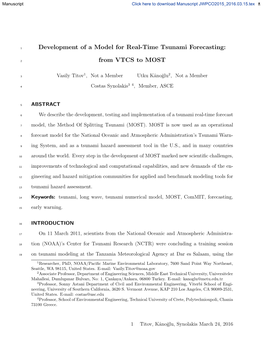 Development of MOST for Real-Time Tsunami Forecasting