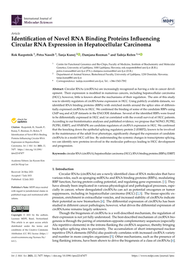 Identification of Novel RNA Binding Proteins Influencing Circular RNA