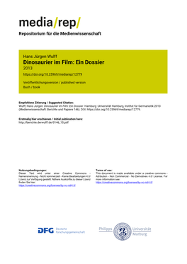 Dinosaurier Im Film: Ein Dossier 2013