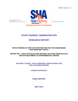 Effectiveness of Nest Site Restoration for the Endangered Northern Map Turtle