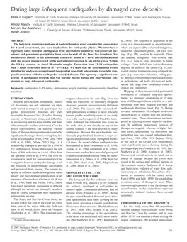 Dating Large Infrequent Earthquakes by Damaged Cave Deposits