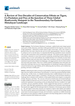 A Review of Two Decades of Conservation Efforts on Tigers, Co-Predators and Prey at the Junction of Three Global Biodiversity Ho