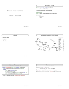 Tree Search Best-First Search Romania with Step Costs in Km Greedy Search