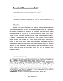 Faces of Judicial Anger : Answering the Call∗