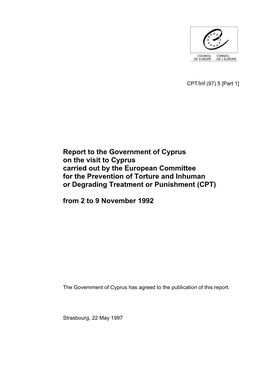 Report to the Government of Cyprus on the Visit to Cyprus Carried out By