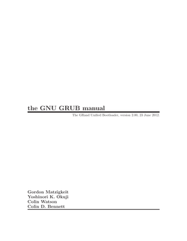 The GNU GRUB Manual the Grand Unified Bootloader, Version 2.00, 23 June 2012
