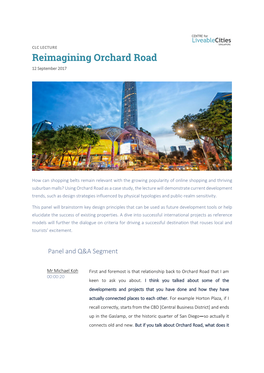 Reimagining Orchard Road 12 September 2017