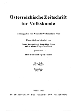 Österreichische Zeitschrift Für Volkskunde