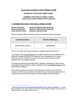 1 Countryside and Rights of Way (CROW) Act 2000 REVIEW OF