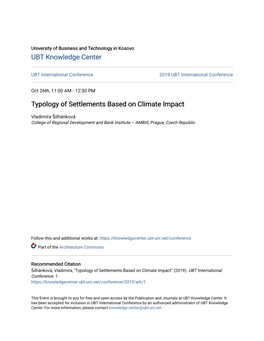 Typology of Settlements Based on Climate Impact