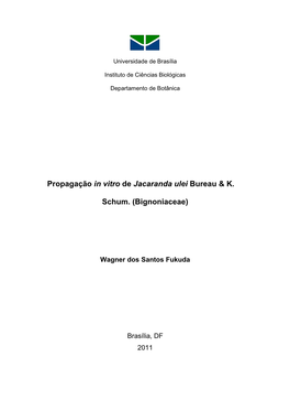 Propagação in Vitro De Jacaranda Ulei Bureau & K. Schum. (Bignoniaceae)