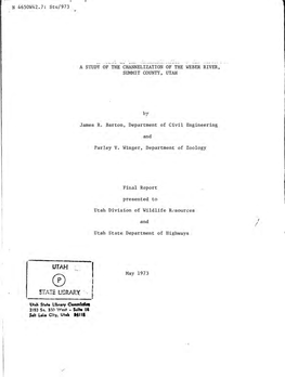 A Study of the Channelization of the Weber River, Summit County, Utah