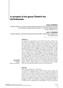 A Synopsis of the Genus Disperis Sw. (Orchidaceae)