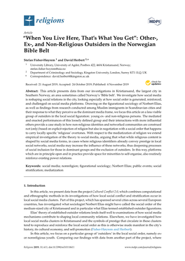 Other-, Ex-, and Non-Religious Outsiders in the Norwegian Bible Belt