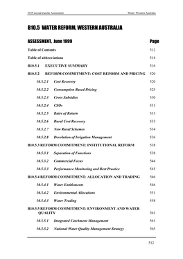 Part B Chapter 10.5 WATER REFORM WESTERN AUSTRALIA NCP Second Tranche Assessment Vol 2