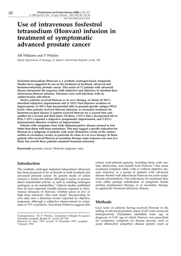 Honvan) Infusion in Treatment of Symptomatic Advanced Prostate Cancer