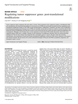 Regulating Tumor Suppressor Genes: Post-Translational Modiﬁcations