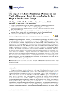 (Fagus Sylvatica L.) Tree Rings in Southeastern Europe