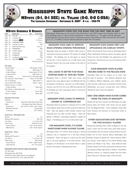 Mississippi State Game Notes