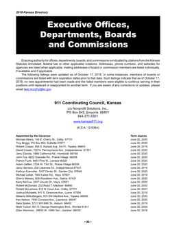 Executive Offices, Departments, Boards and Commissions