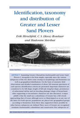 April 2000 Hirschfeld Et Al.: Identification of Sand Plovers