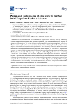 Design and Performance of Modular 3-D Printed Solid-Propellant Rocket Airframes