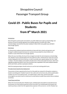 Covid-19 - Public Buses for Pupils and Students