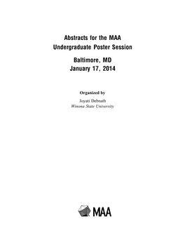 Abstracts for the MAA Undergraduate Poster Session Baltimore, MD