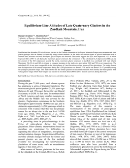 Equilibrium-Line Altitudes of Late Quaternary Glaciers in the Zardkuh Mountain, Iran