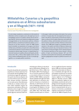 Mittelafrika: Canarias Y La Geopolítica Alemana En El África Subsahariana Y El El Magreb