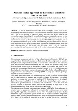 An Open Source Approach to Disseminate Statistical Data on the Web Un Approccio Open Source Per La Diffusione Di Dati Statistici Su Web