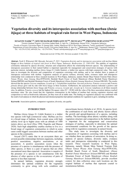 Vegetation Diversity and Its Interspecies Association with Merbau (Intsia Bijuga) at Three Habitats of Tropical Rain Forest in West Papua, Indonesia
